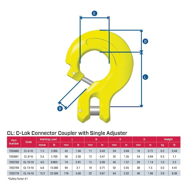 Double Leg 1/2 In Adjstbl Chain Slng MG2-CL, 12ft L, 26000lb WLL